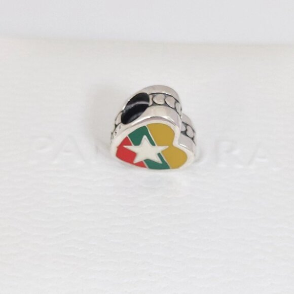 Pandora Myanmar Flag Heart Charm Bead Exclusive Pendant S925 Silver with box - Picture 6 of 7